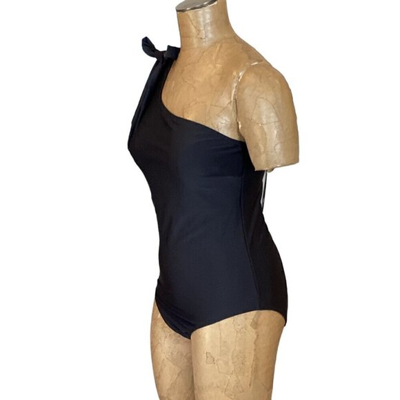 Marina West Swim Deep End One-Shoulder One-Piece Swimsuit Sz L Black #291E - Picture 6 of 9